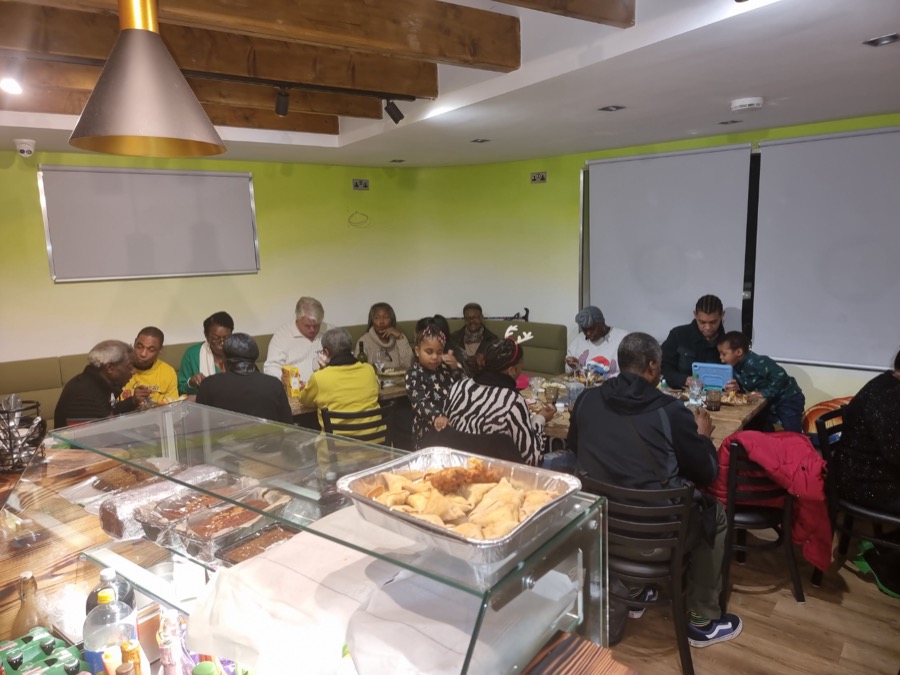 Guests dining inside The Jerk Joint